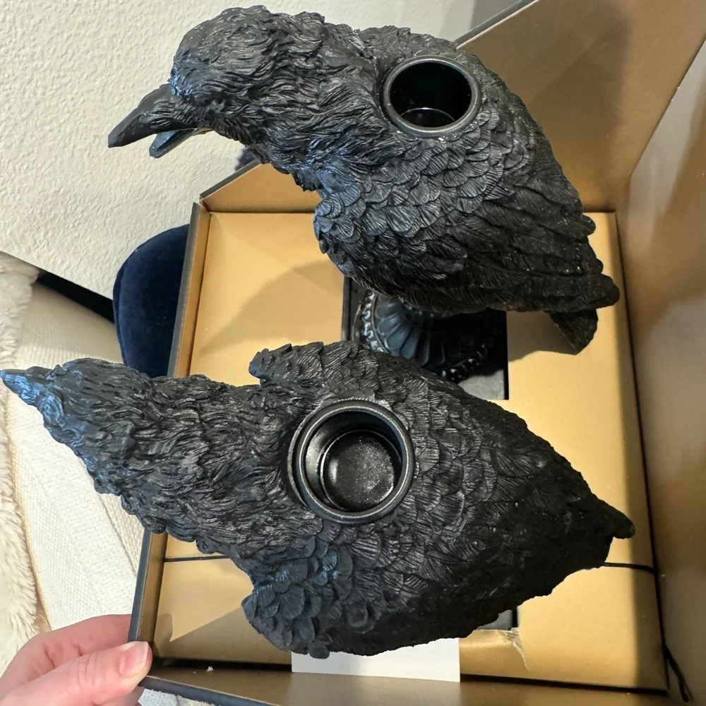 Crow taper Candle Holders pair - Picture 8 of 16